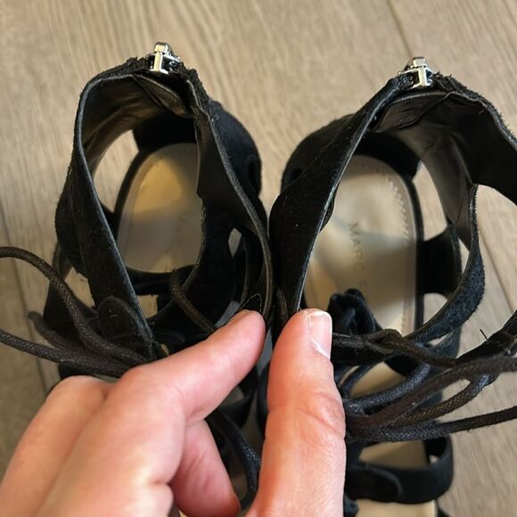 MARC FISHER SUEDE PARADOX GLADIATOR SANDAL BLACK SIZE 7 WIDE EEEUC - Picture 4 of 10